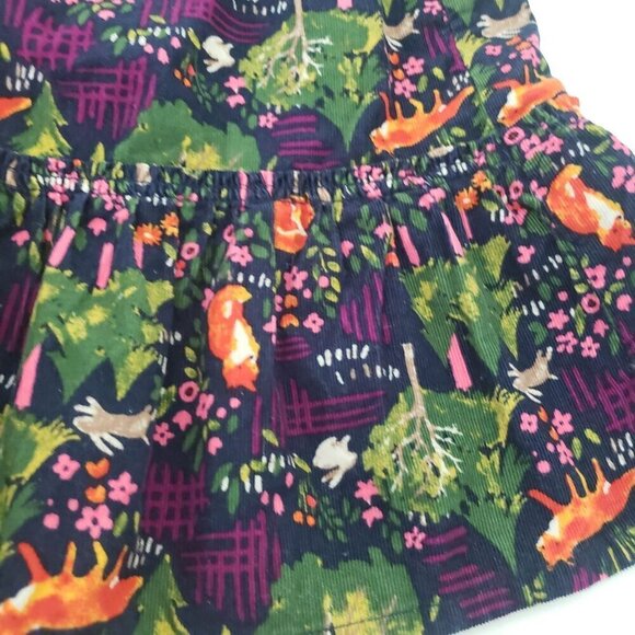 Lands End Forest Corduroy Skirt Fox Rabbit Cotton Pull On Girls Size Large - Picture 4 of 11